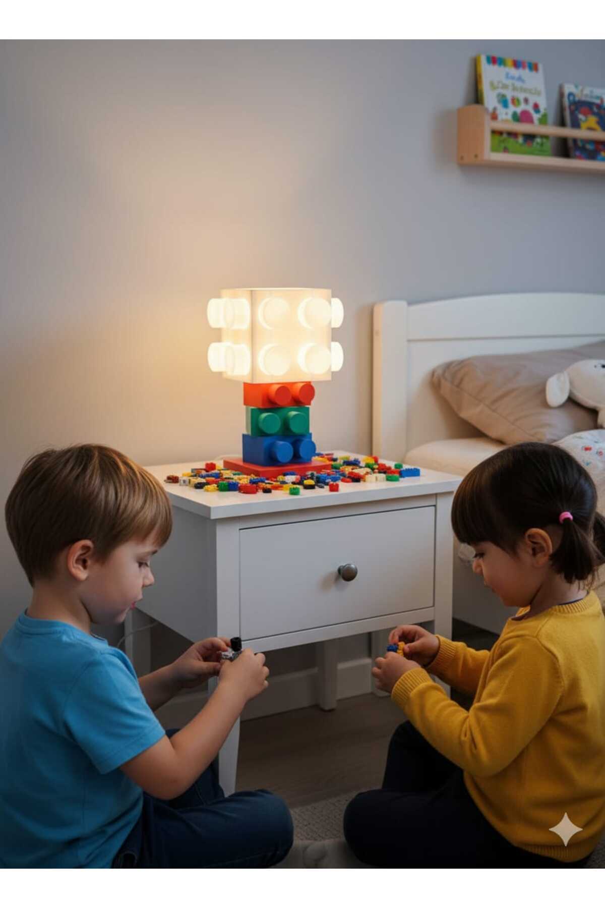 LEGO Tarzı Dekoratif Çocuk Abajuru – Hayal Gücüyle Tasarlanmış Işık!