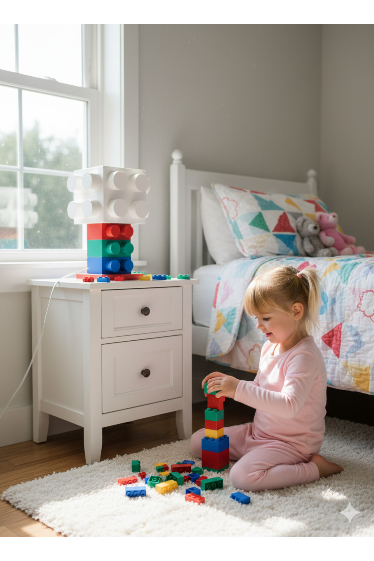 LEGO Tarzı Dekoratif Çocuk Abajuru – Hayal Gücüyle Tasarlanmış Işık!