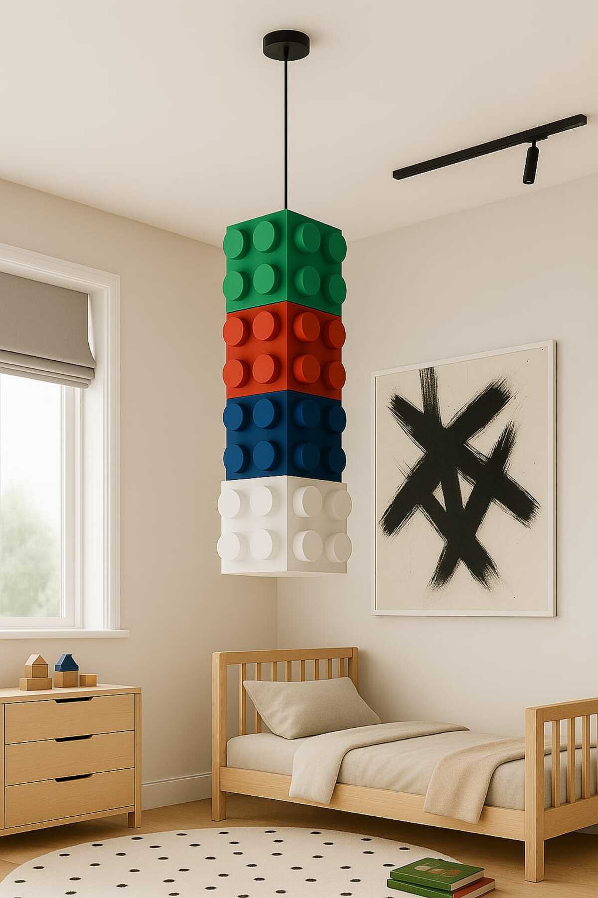 LEGO Tarzı Çocuk Odası Avize – Eğlenceli ve Modern Tasarım Lamba- Tavan Lambası