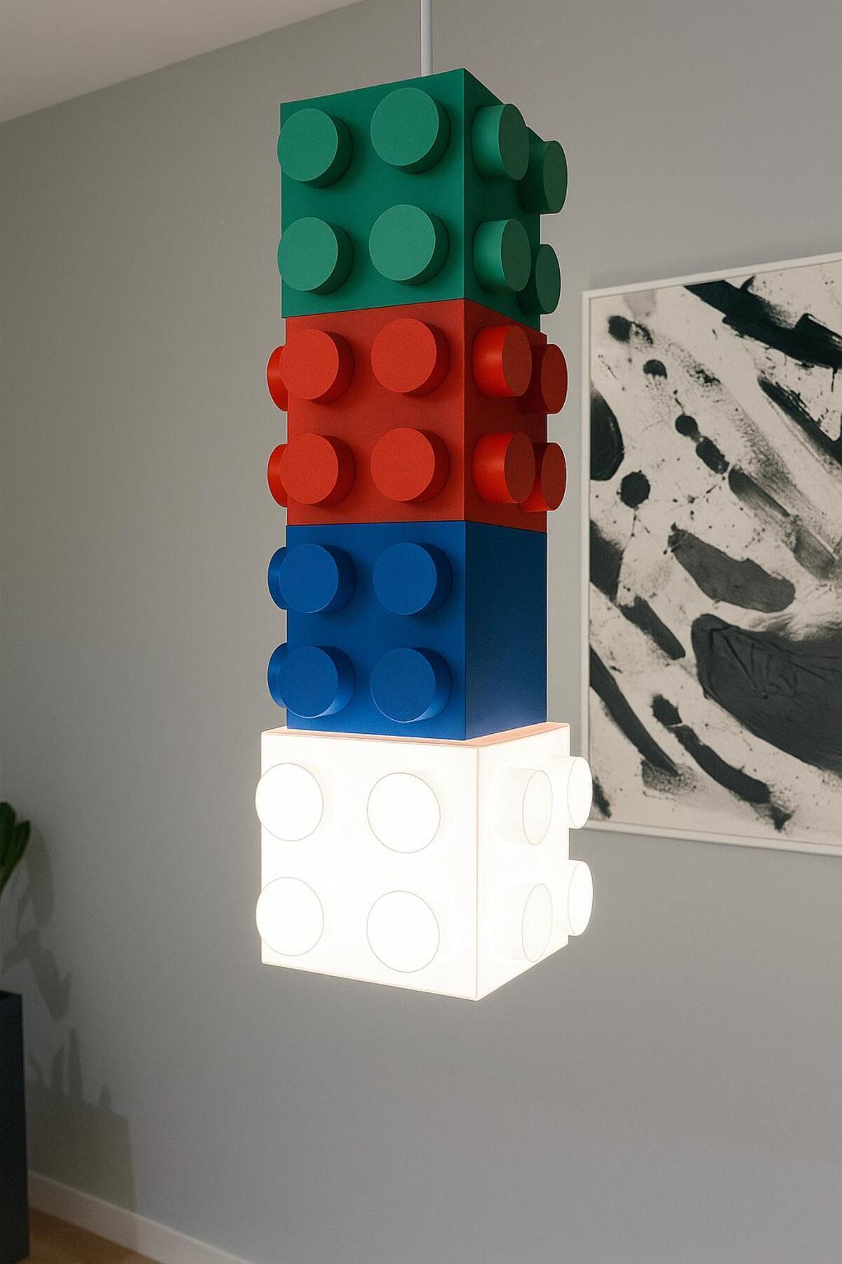 LEGO Tarzı Çocuk Odası Avize – Eğlenceli ve Modern Tasarım Lamba- Tavan Lambası