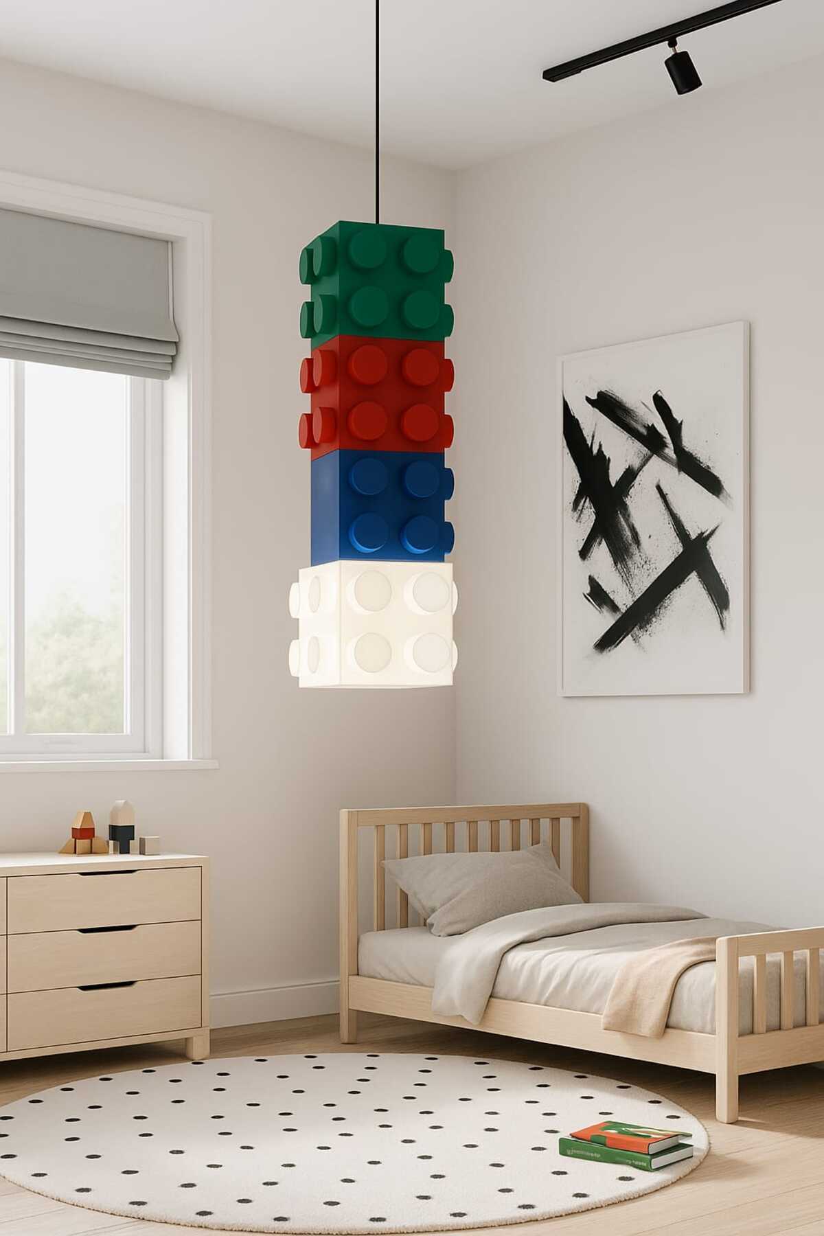 LEGO Tarzı Çocuk Odası Avize – Eğlenceli ve Modern Tasarım Lamba- Tavan Lambası