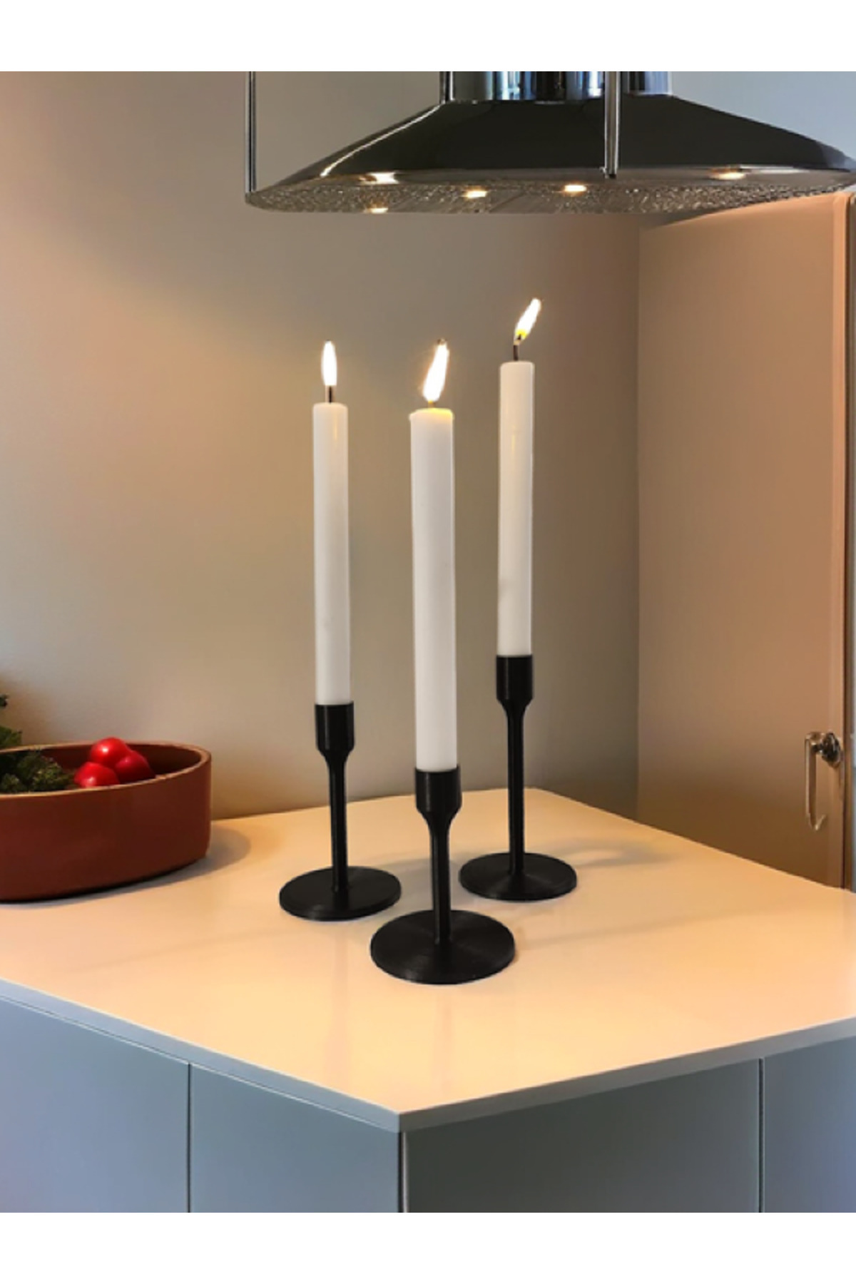 Modern 3'lü Şamdan Mumluk