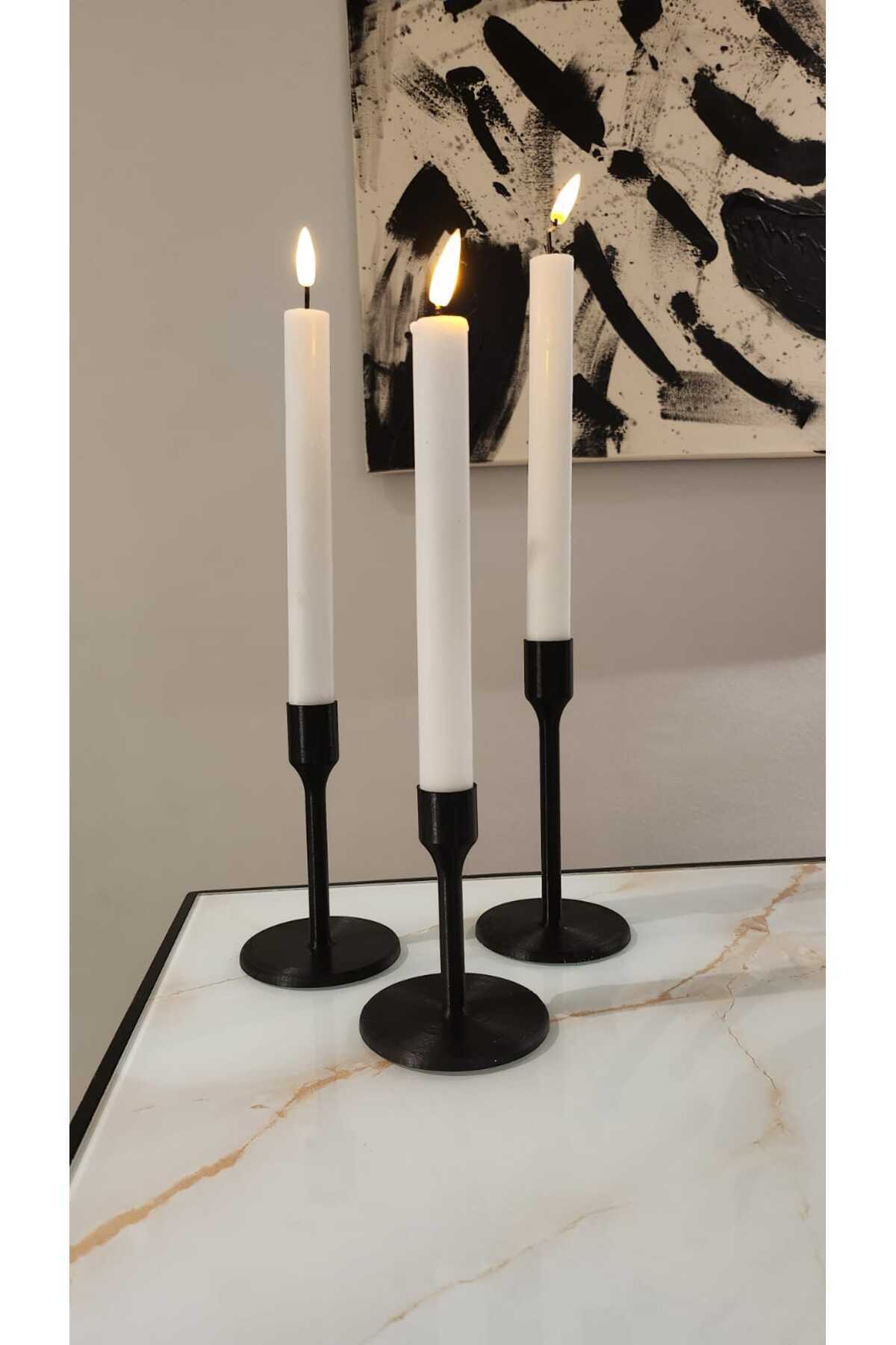 Modern 3'lü Şamdan Mumluk