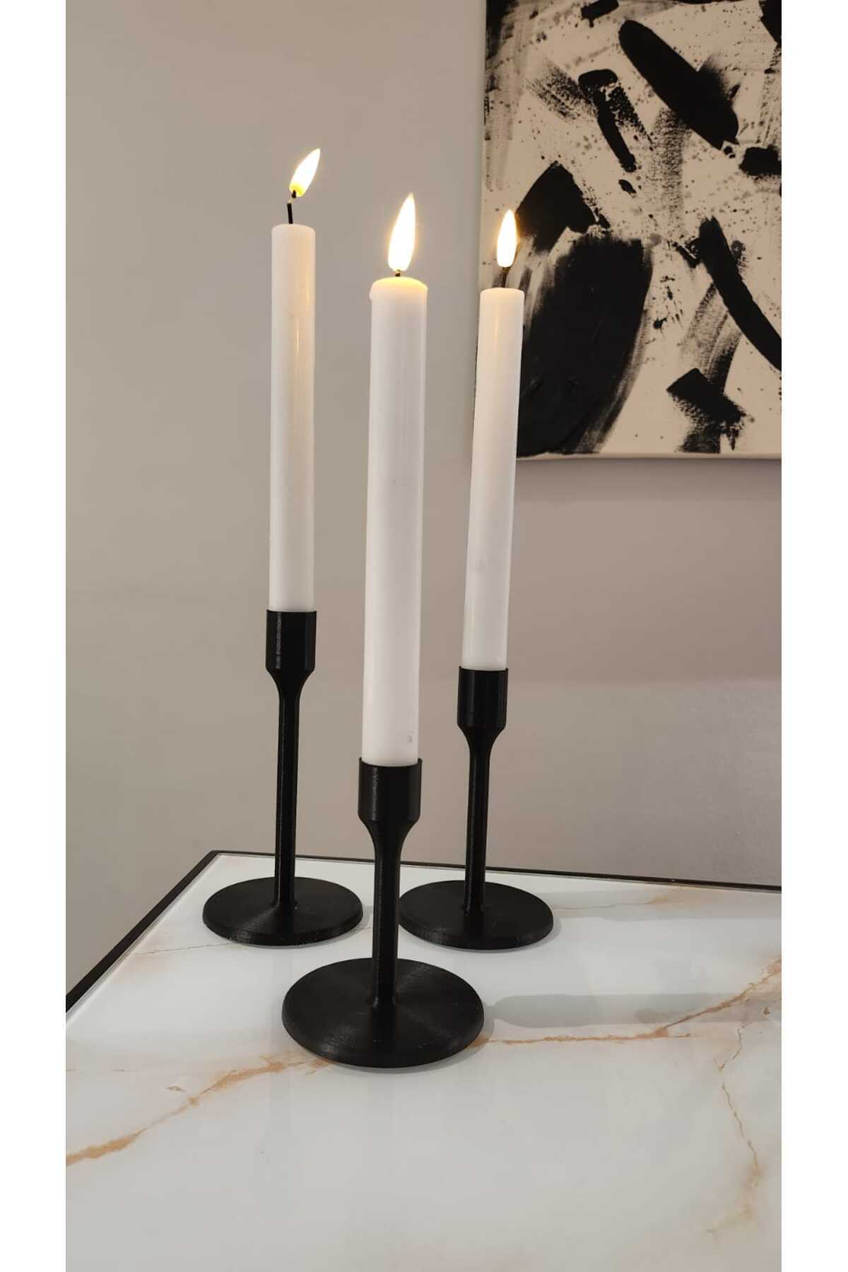 Modern 3'lü Şamdan Mumluk